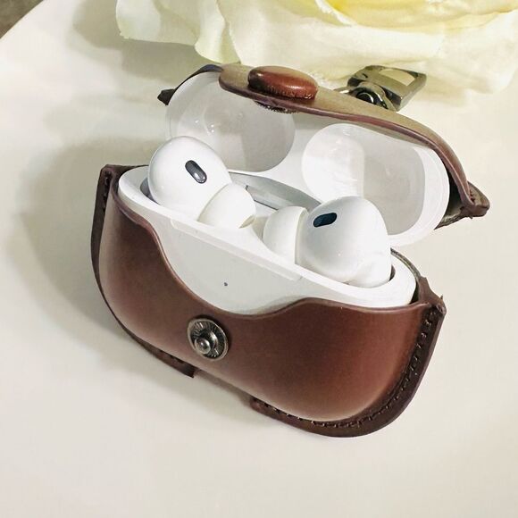 Luxury Leather Airpods Pro Case for 2 & 3. DARK BROWN - Picture 4 of 6